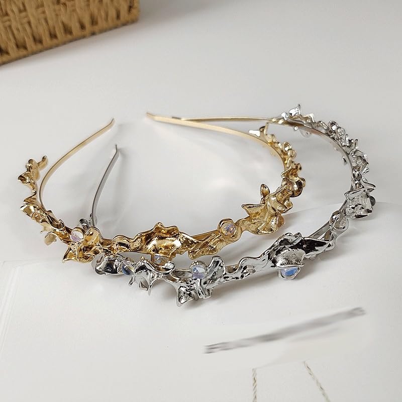 New Model Moonstone Metal Headband Woman Design Fold Affordable Luxury Sweet But Cool(white-Fruit peach5) image 4