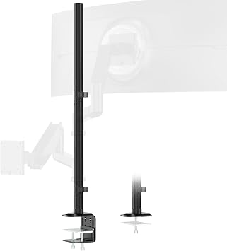 Steel Extra Tall 32 Inch 2-Section Monitor Stand Pole with Mounting Base | Heavy Duty Center Pole Supports Up to Max. 88 lbs, 2 Mounting Options, Black