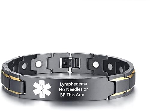 Miniatura 31 de Pulsera personalizada de identificación de alerta médica para hombres, pulsera de acero inoxidable grabada con láser, identificación de emergencia