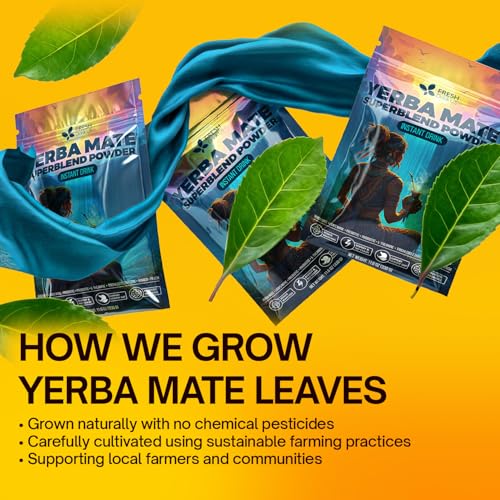 Image of FreshDrinkUS, Premium 11.6oz (330g) Yerba Mate Super Blend Powder - Plant-Based Instant Drink Mix with Yerba Mate & Fiber - Smooth Taste, Easy-Mix Daily Beverage