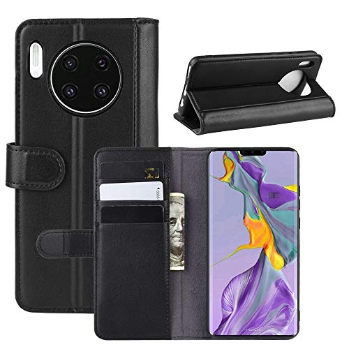 Coque Huawei Mate 30 cuir noir résistant pour éviter les rayures avec support de visionnage