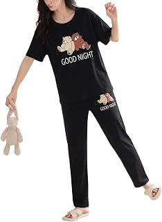 SMOWKLY Women's Premium Cotton Blend Cute Print Two Piece Pj Sleepwear Co-ord Set || Stylish Top with Pajama Pant Comfy Lo... Price In India