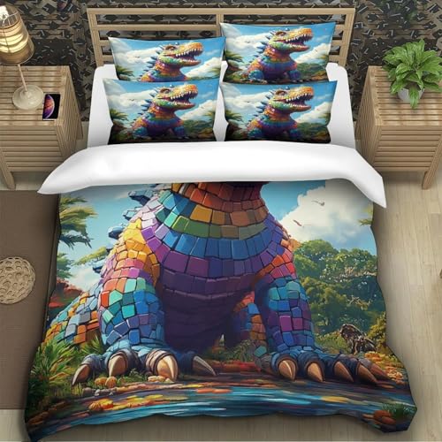 Parure de lit dinosaure coloré 3D avec impression haute définition