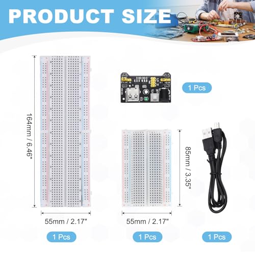 Kit de platine d'expérimentation 830 et 400 points avec module d'alimentation