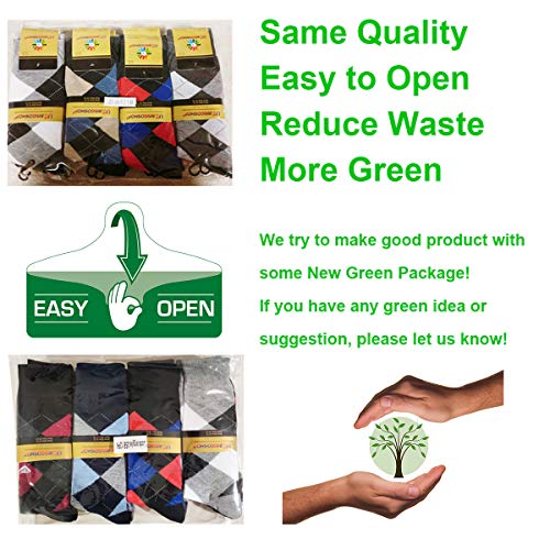 USBingoshop Mens Cotton Argyle Striped Solid Ribbed Black Crew Dress Socks4