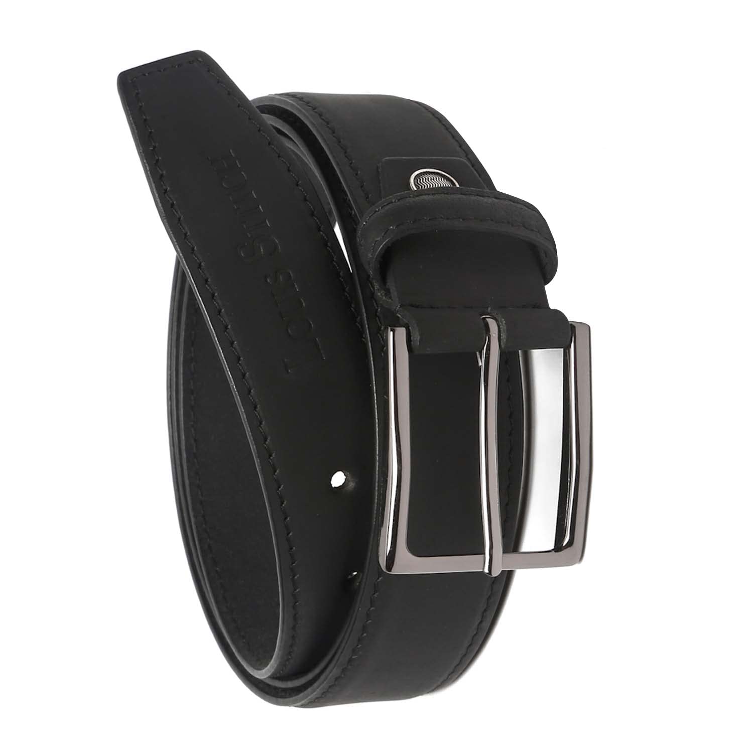 LOUIS STITCH Men’s Italian Nubuck Leather Belt Matt Finish with Nickel Free Buckle 1.4 Inch 35 mm Luxury Casual Belts for Men (CANBJB)