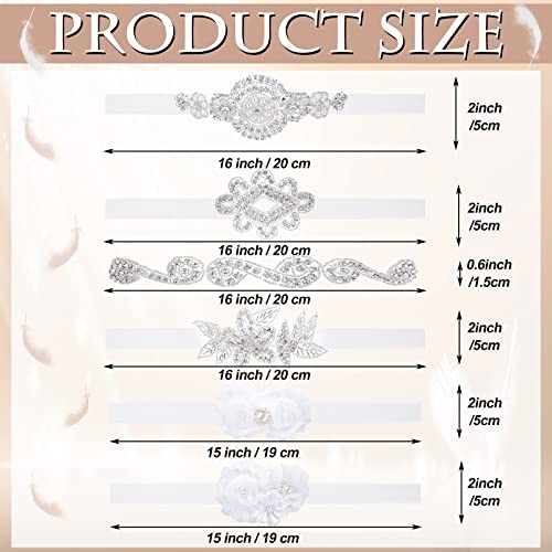 6 Pcs White Baptism Headband for Baby Girls Toddlers Elastic White Baby Headbands Chiffon Flower Crystal Lace Floral Christening Hairband Gifts for Birthday Baby Shower Party2