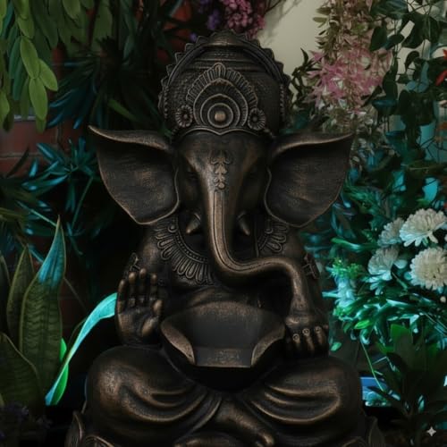 Image of Swarnhouse Lord Ganesha Decorative Water Fountain, 3 Feet Tall, Lotus Base, Indoor Outdoor Garden Decor (Article 3)