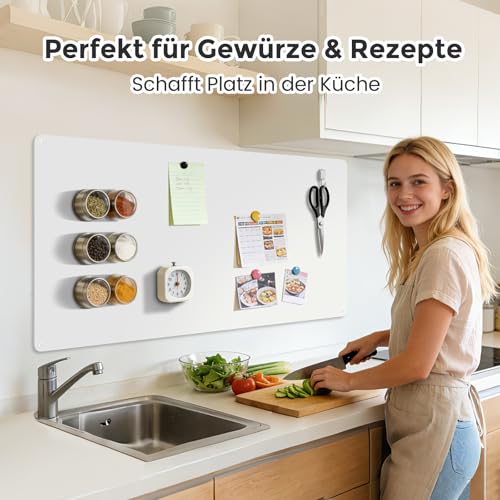 Qiytecno Magnettafel Weiß 50x100cm Groß: Magnetwand Metall Nur Für Magnete Nicht Beschreibbar Matt Pulverbeschichtet Starke Haftkraft Wohnzimmer Home Office Für Sammler