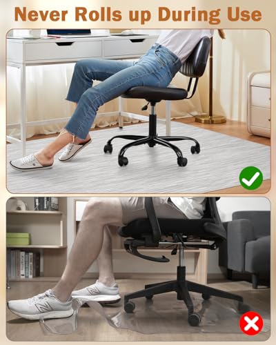 Image of Blvornl Office Chair Mat for Hardwood Floor, 35.4 inch*47.2 inch Desk Computer Chair Mat for Hard Wood, Large Anti-Slip Hard Floor Protector, PVC Mat Desk Rug for Office and Home Silver Grey