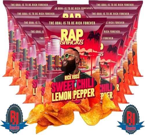 Rap ` Snacks Potato Chips 5 oz (Curated by RJ Snacks Value Pack) (Pack of 6, Rick Ross Sweet Chili Lemon Pepper)