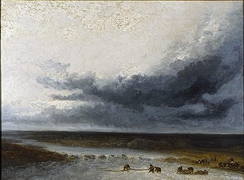Peinture sur Toile Paysage Fluvial Georges Michel pour Grand Salon Lumineux