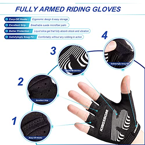 Kingsbom Cycling Gloves, Shock-Absorbing Bike Gloves With Light Silicone Gel Pad, Breathable And Anti-Slip Bicycle Gloves For Men And Women #TOP1