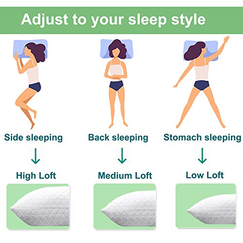 Ashomeli Bed Pillow Shredded Memory Foam Pillows 2 Pack Cooling Adjustablefor Sleeping Good For Side And Back Sleeper With Washable Removable Bamboo Cover (Queen Size,Set Of 2) #TOP1