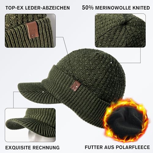 stretchbar für 56-62 cm Umfang - Detailansicht von TOP-EX Winter Schirmmütze Herren Test – Dealfoxx.de