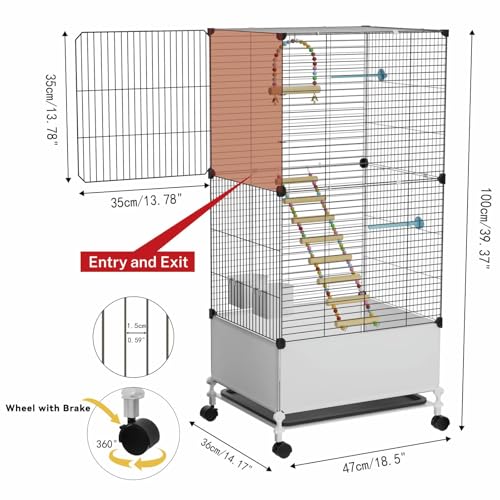 Image of STILLCOVE Large Flight Bird Cage, with Bowls & Perches & Ladder & Swing