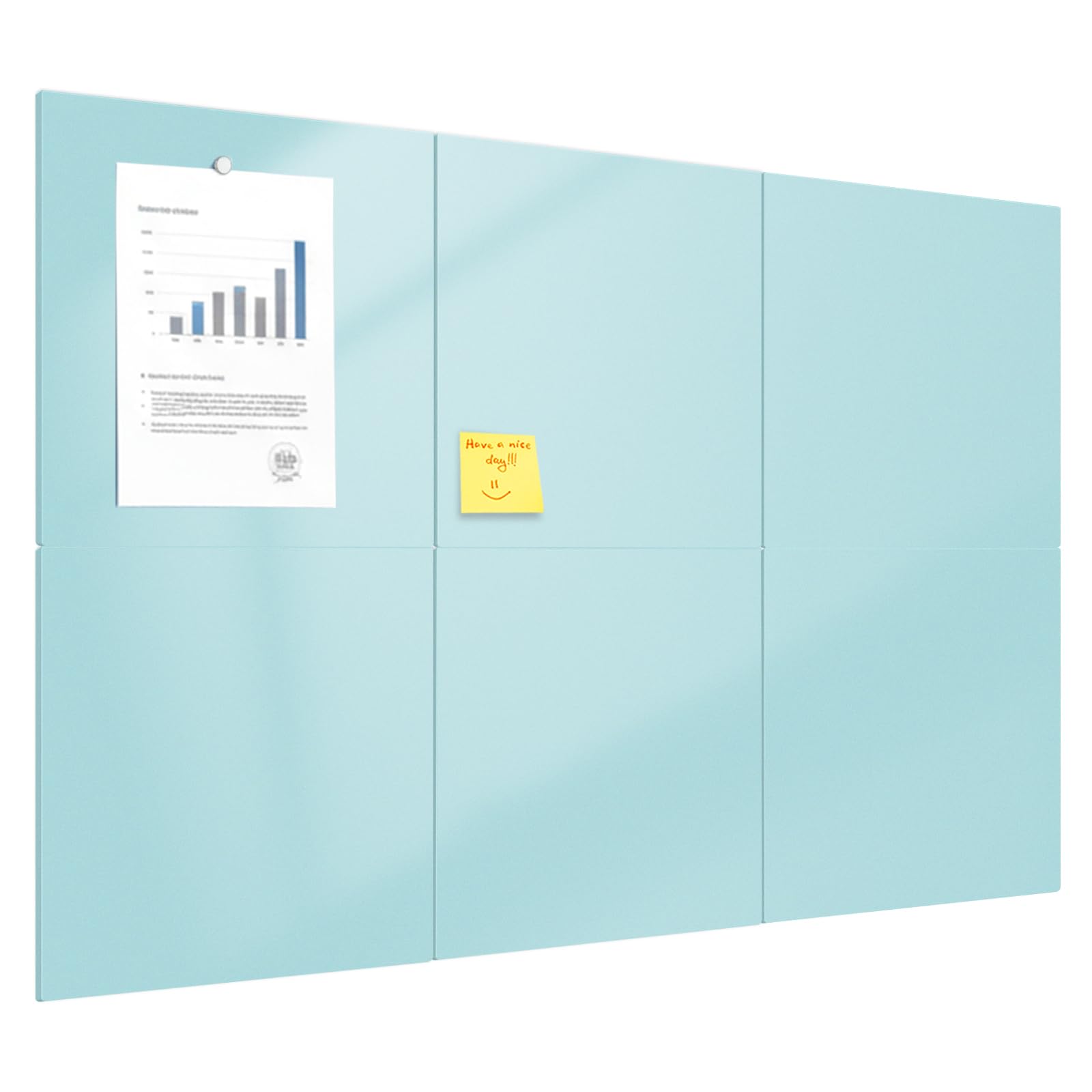 ViVin 壁に貼る ホワイトボード 60×90cm マグネット対応 30×30cm 6枚入り 組立式 DIY 掲示板 室内用・オフィス・学校・業務用 おしゃれな飾り物 グリー