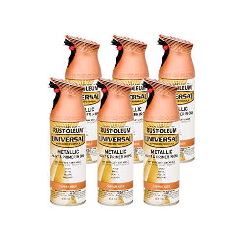 Image of Rust-Oleum 314559-6PK Universal All Surface Metallic Spray Paint, 11 oz, Copper Rose, 6 Pack