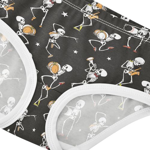 Little Girls' Soft Cotton Underwear Kids Breathable Comfort Halloween Skeleton Panties Briefs Toddler4