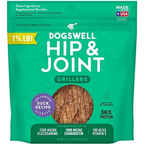 DOGSWELL 100% Grilled Meat Dog Treats, Made in The USA with Glucosamine, Chondroitin & New Zealand Green Mussel for Healthy Hips, 20 oz Duck Cover