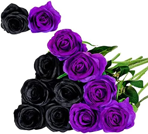 Floralsecret 12 Pcs Artificial Roses Flowers Silk Flower Bouquet Fake Single Stem with Long Stem for Home Wedding Party Garden Decoration(Red)
