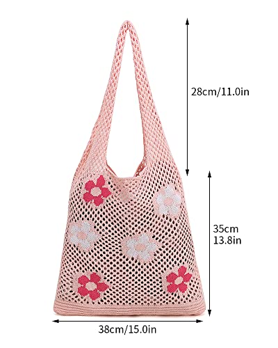 Image of ENBEI Beach Bag Crochet Tote bag for Women,Aesthetic Boho Large Bag,Foldable&Lightweight,Shopping,Beach,Travel,Daily Use
