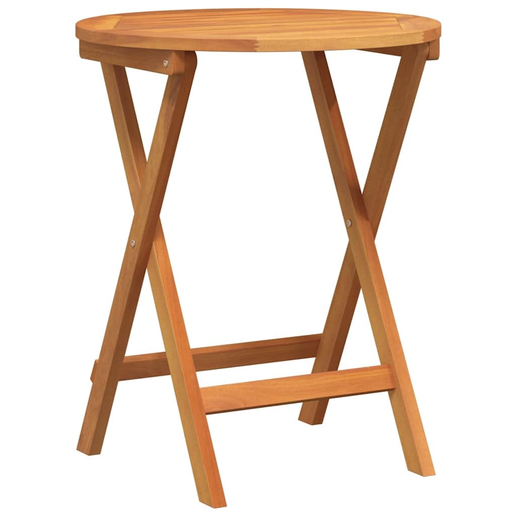vidaXL Mesa de Jardín Plegable Redonda Ø60 x 72cm de Madera Sólida de Acacia, Ideal para el Exterior, Diseño Moderno, Acabado Suave y Brillante, Ahorra Espacio, Cenas o Cafés. Mueble P