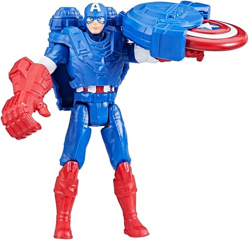 Miniatura 5 de Marvel Epic Hero Series Battle Gear - Figura de acción del Capitán América, 4 pulgadas, juguetes de superhéroes de los Vengadores para niños a