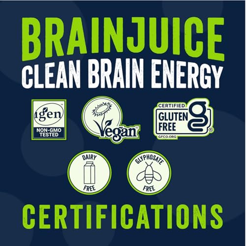 Image of BrainJuice Brain Support Shot, Gluten Free Supplement Shots for Energy & Focus, Healthy Drinks with Alpha GPC, Vitamin B, 2.5 fl oz, 12 Pack (Active Pomegranate Acai)