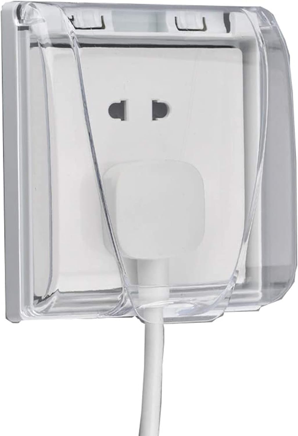 ALMEKAQUZ Wall Switch Waterproof Cover Box, Universal Plug Socket Cover, Light Panel Socket Doorbell Flip Cap, Home Bathroom Kitchen Accessory, Plastic Clear, 3 Pcs