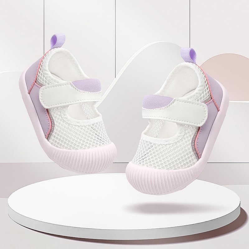 Charrost Baby Girl Boy First Walking Shoes Infant Toddler Baby Barefoot Shoes 6-12 Months Size 3 Wide Baby Walking Slip on Shoes Baby Soft Breathable2