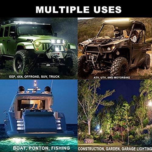 Suzco 4Inch 3-Row Offroad Led Work Light Bar Driving Wiring Harness Switch Kit/Combo, Spot/Flood/Combo Lightbar Waterproof 12V 24V With Mounting Bracket Tube Clamp 1"/1.5"/1.75"/2" For 4X4 Atv Utv #TOP7