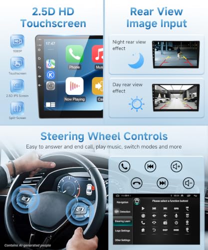 Image of Stereo for BMW 325i 328i 335i E90 E91 E92 E93 2005-2011 Radio with Wireless CarPlay & Android Auto, 9 inch IPS Touch Screen for 328i Car Navigation GPS BT WiFi FM DSP RDS AUX SWC Carmera, No Fiber