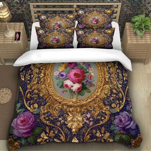 Parure de Lit Microfibre 3D Baroque 135x200cm Florale