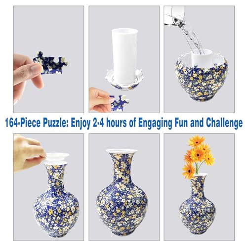 Yizhor Unique 3D Puzzle Vase, 162 Curved Pieces DIY Flower Vase Craft Kit & 3D Puzzles for Adults, Creative Jigsaw Art Project Home Décor Centerpiece, for Women