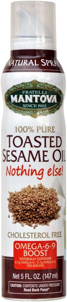 Toasted Sesame Oil, 100% Pure Cooking Spray with Omegas, perfect for grilling, baking, or seasoning for cooking, our oil dispenser bottle lets you spray, drip, or stream with no waste, 5 oz