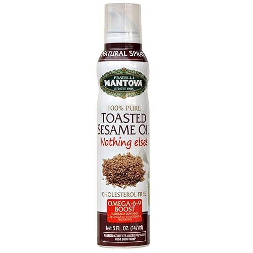 Mantova Aceite de sésamo tostado, espray de cocina 100% puro con omegas, perfecto para asar a la parrilla, hornear o condimentar para cocinar,