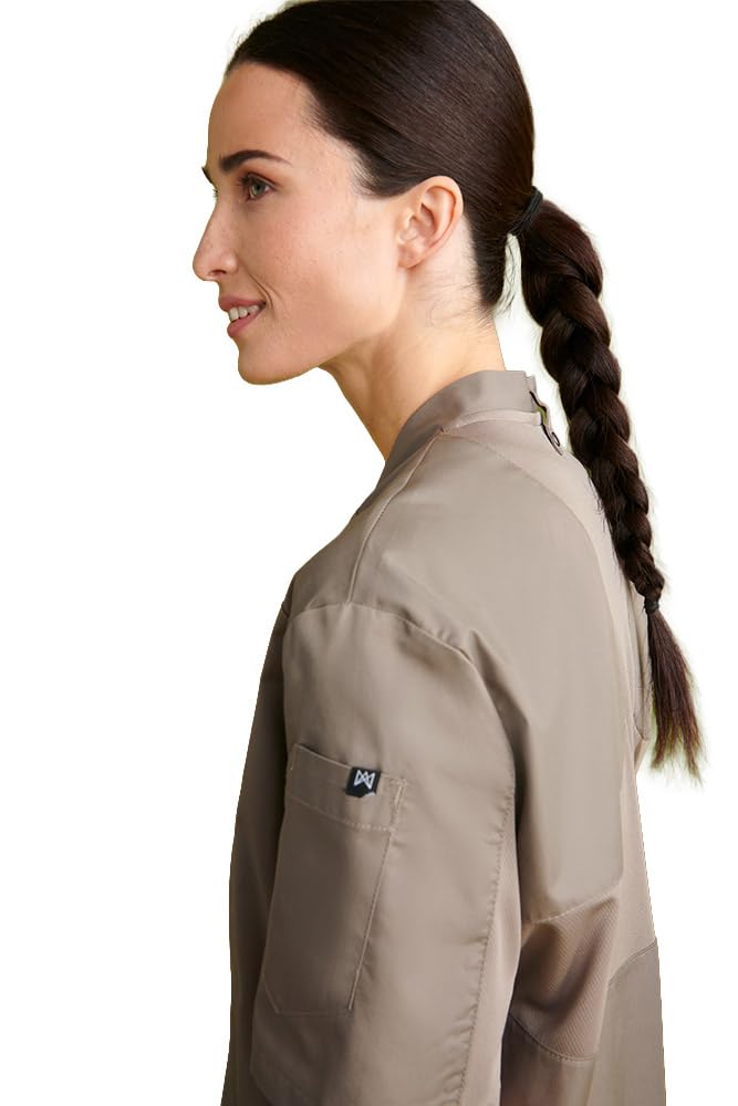 Chaqueta Hostelería Unisex De Manga Corta. Chaquetilla de Cocina Unisex con Manga Corta con Corchetes de diseño Growing Fit. Ropa Cocina/Cocinero/Cocinera/Chef. Ref: 4124