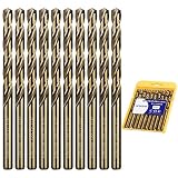 1/4 Inch Cobalt Drill Bits(10Pcs), HPHOPE M35 HSS Metal Twist Drill Bits Set, Jobber Drill Bits Leng