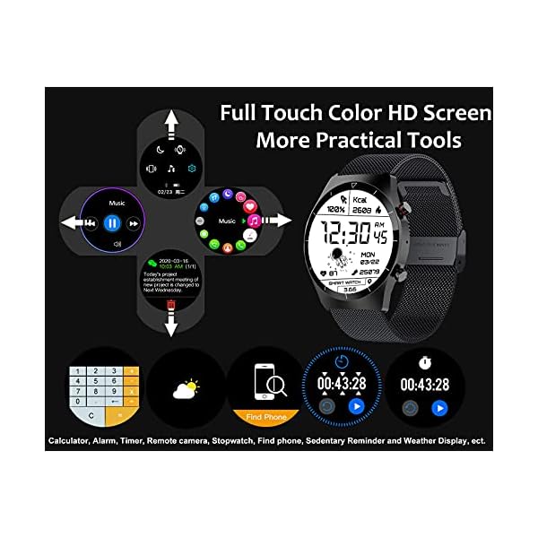 Smart Watch for Men(Make Answer Call/Voice Control, 999+ Contacts) for Android Phones iOS Compatible iPhone Samsung, 1.3" Fitness Tracker with Heart Rate Blood Pressure SpO2 Sleep Step Tracking