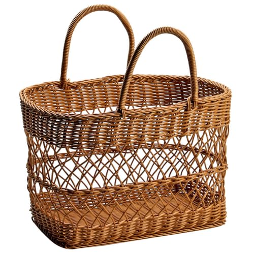 Farmers Market Basket with Handles Wicker Weave Style