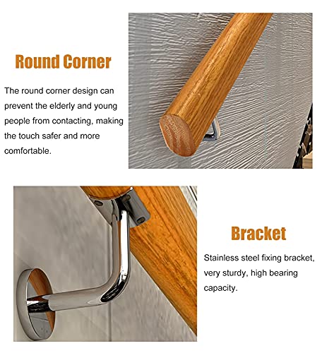 Main courante en bois 4M et support acier inoxydable, rampe décorative