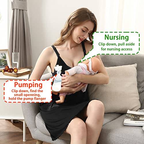 4How 2Pack Nursing Nightgown Plus Size Maternity Breastfeeding Dress Labor Delivery Gown Nursing Tank Top Sleepwear Built-In Bras For Pumping And Breastfeeding #TOP1