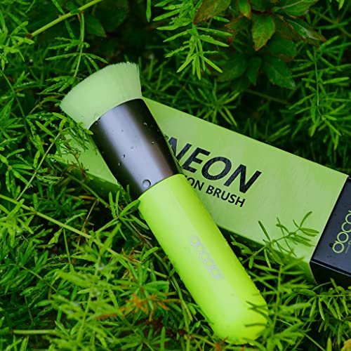 Foundation Brush Docolor Flat Top Kabuki Foundation Professional Synthetic Makeup Brush Perfect For Blending Liquid Cream Or Powder Cosmetics Full Coverage Face & Body Brush Premium Makeup Tools, Neon Green #TOP7
