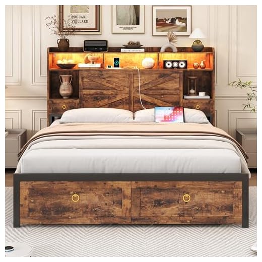 TIGUBFRE Queen Bed Frame with Headboard