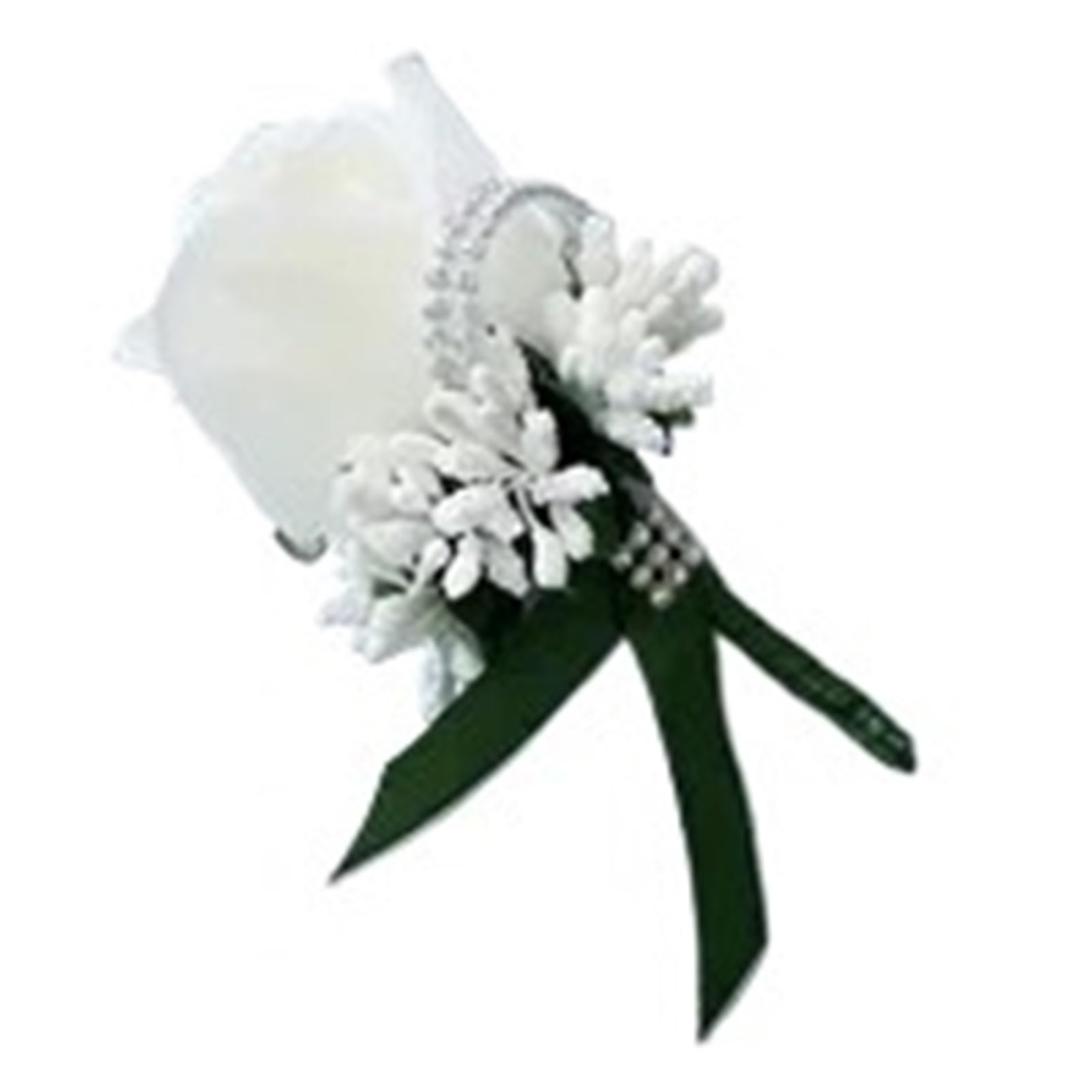 WTAXBH Corsages for Weddings 2pcs Wedding Corsages And Boutonnieres Artificial Roses Silk Groom Boutonniere Flower Groomsman Buttonhole(White green)