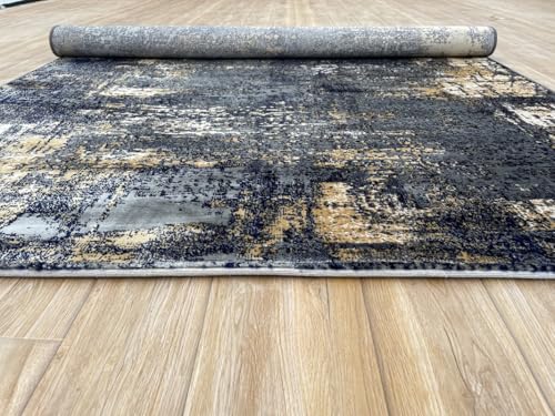 Image of Modern 4x6 Feet (120x180 CM) Silk Touch Carpet for Living Room | Washable Anti-Skid | Multicolor Chevron Pattern | Stain-Resistant Floor Rug for Drawing Room Hall