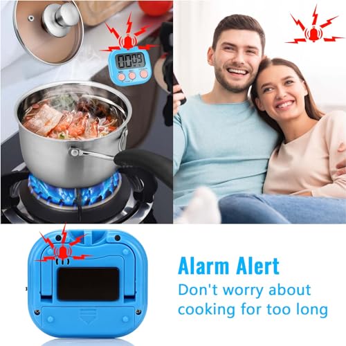 Kasanni 4 StüCk KüChentimer Digital Eieruhr Digital Stoppuhr Kinder, Magnetisch Kurzzeitwecker Stoppuhr Digital, Mit Klappbarem StäNder Und Display, Geeignet Zum Kochen, Backen, Sport, Lernen 6