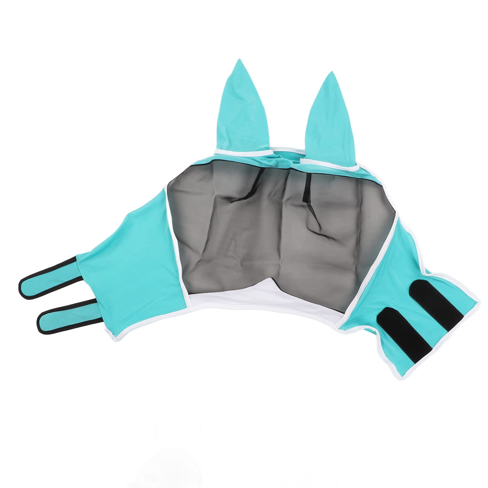 Masque Anti-Mouches Cheval Respirant Avec Oreilles Et Protection UV 60% - Bleu Vert Taille S