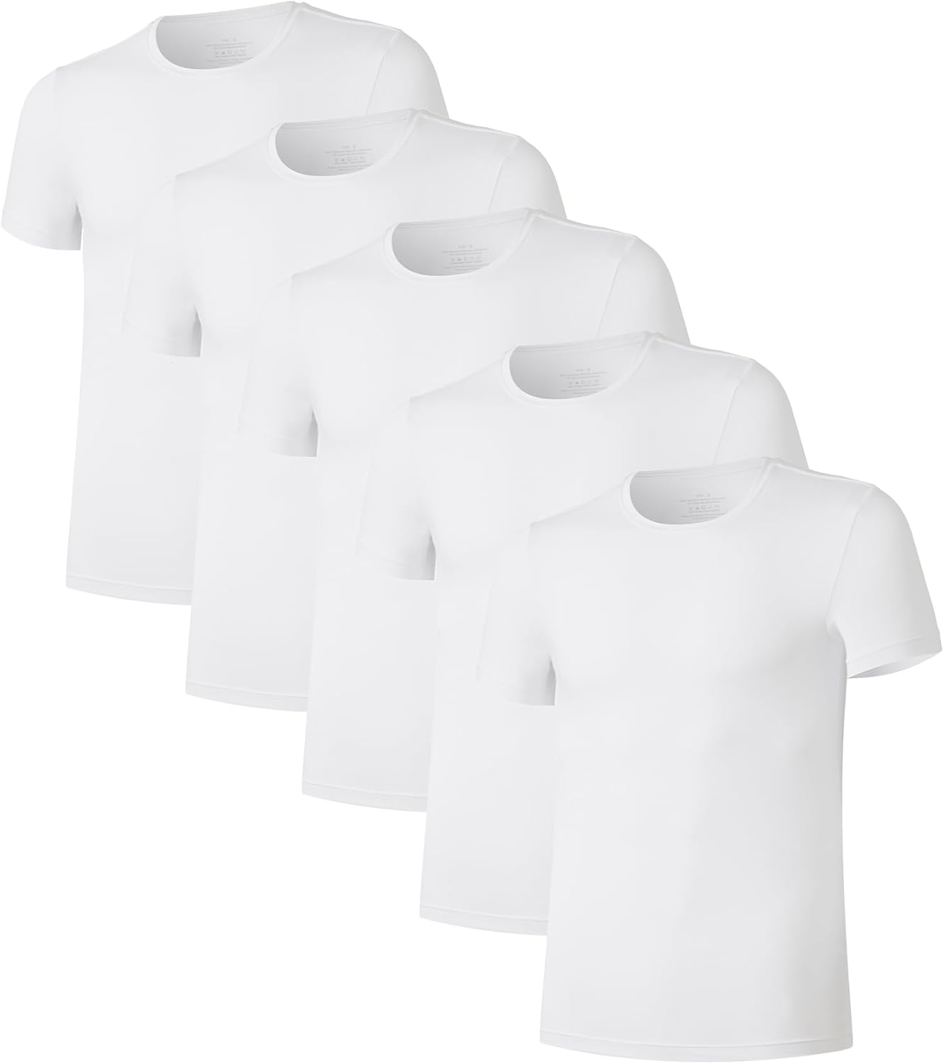 Men's Undershirts Crew Neck Short Sleeve Stretchy Sweat Blocking Tee T-Shirts for Men 3 or 5 Pack